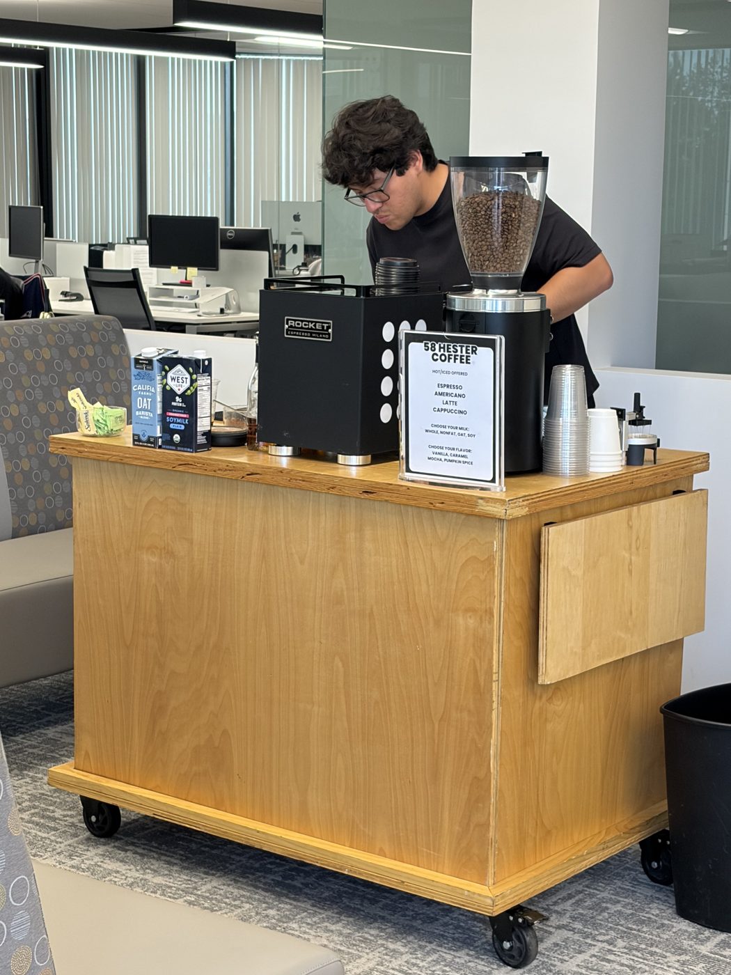 Mobile coffee cart catering in Santa Monica, California 58 Hester coffee cart at a Santa Monica wedding or corporate event