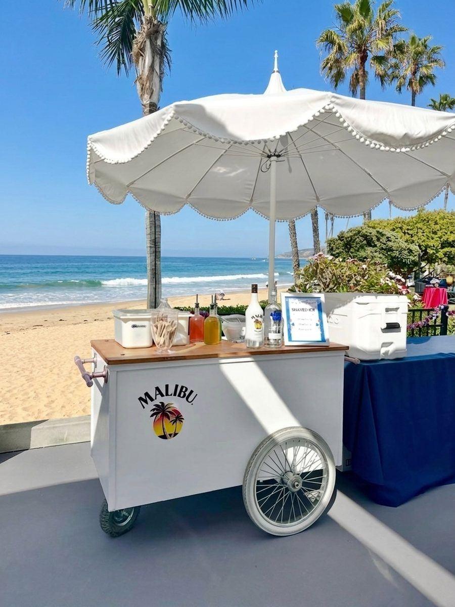 58 Hester custom-branded shaved ice cart at a beachfront Southern California event